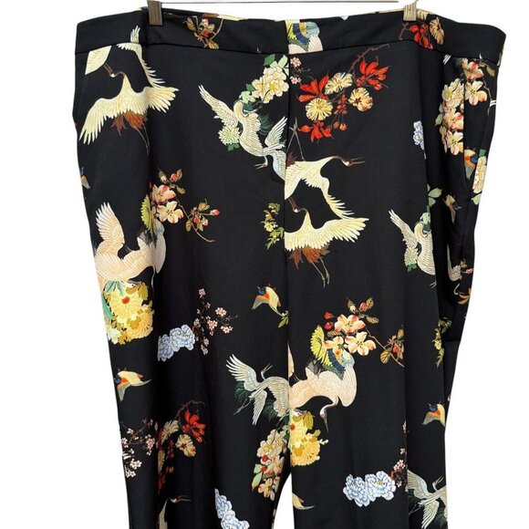 NEW Rara Avis by Iris Apfel Pants Plus Size 24W Asian Cranes Black Artsy Flare - Picture 4 of 13